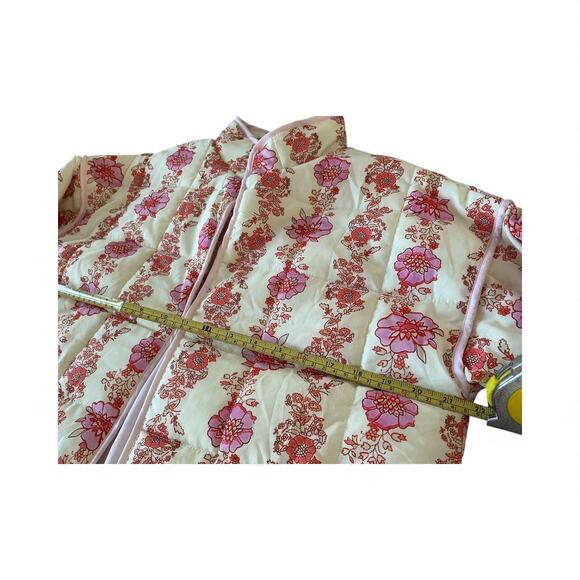 Floral Quilted Jacket in cream with a pink pipe trim | Small - Picture 2 of 5